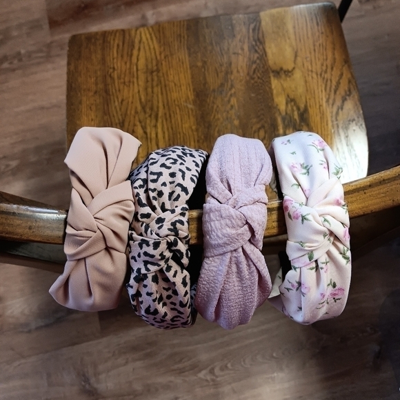 Top Knot Headband Lot Pink Floral Mauve Textured Leopard Boho Beach Cottagecore - Picture 3 of 11